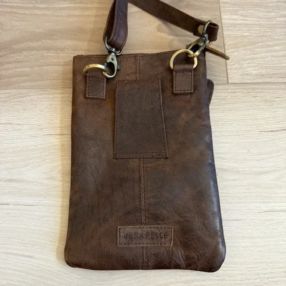 Vera‎ Pelle Leather Crossbody Bag/Wallet Brown Italy - Picture 3 of 7